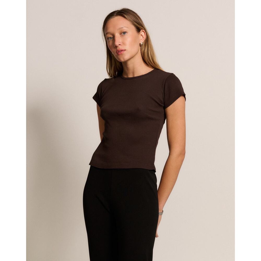 RLT Short Sleeve Ribbed Tee Brown - M
